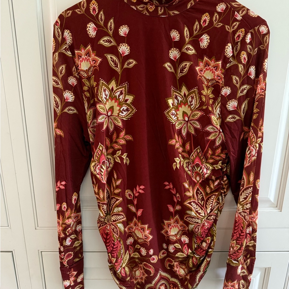 FARM Rio Red Long Sleeve Graphic Blouse